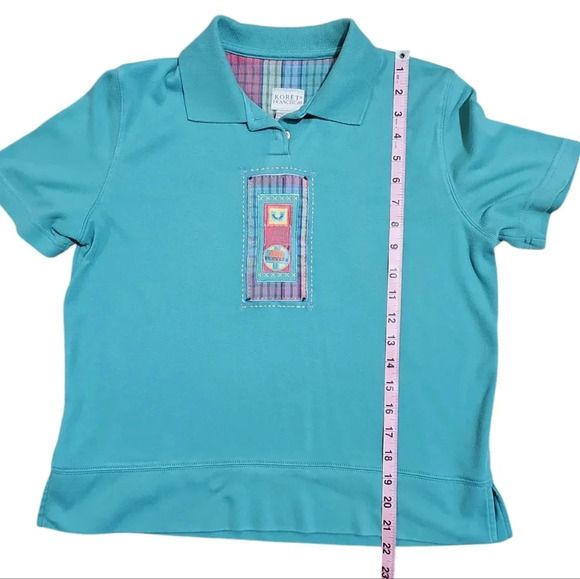 Koret Francisca Womens Small Teal Green Patchwork Polo Shirt Vintage Preppy 80s - Picture 7 of 7